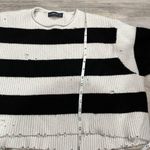 ZARA Striped Cropped Distressed Boxy Oversized Sweater Photo 8