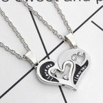 Cute Romantic I LOVE YOU Heart Pendant Necklace Silver Photo 1