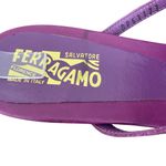 Salvatore Ferragamo Vintage NWOB  Purple Leather Flower Thong Kitten Heel Sandal Photo 1