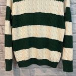 Brandy Melville  Green and White Nikki Cotton Stripe Cable Knit Sweater Jumper OS Photo 7