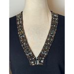 White + Warren Sweater Women Medium Black Cashmere Knit Beaded Neck Quiet Luxury Photo 4