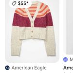 American Eagle Striped Cardigan Cropped Button Front Long Sleeve Size M NWOT Photo 1