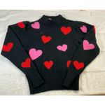 Kate Spade  NEW YORK Hearts‎ Mockneck Black Sweater Size XXS NWT Valentine Cute Photo 2
