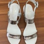 Kate Spade New York White & Silver Wedge Ankle Strap Sandals Size 5.5 Photo 2