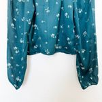 Abercrombie & Fitch Womens Blouse Size S Teal Floral Crop Fairy Cottage Prairie Photo 2