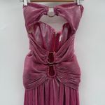 Bronx and Banco Sonny Strapless Cut Out High Slit Maxi Dress Gown in Metallic Rose Photo 3