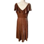 Gianni Bini  Velvet Midi Dress Women’s Size XL Bronze Ruffle Holiday Party Photo 3