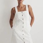 Madewell  Denim Square Neck Sleeveless Tile White Button Front Mini Dress Size 4 Photo 0