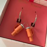 Betsey Johnson  Orange Rhinestone Drop Dangle Mini Tumbler Cup Earrings Photo 5