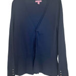 Lilly Pulitzer  Navy Cotton Blend Button Down Cardigan Sweater Pearl Detail Photo 0