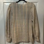Loft  Outlet Long Sleeved Multicolored Checkered Button Down Blouse Size XL Photo 3