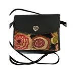 Brighton  Bloom Small Black Leather Roses Wallet Organizer Crossbody Clutch‎ Photo 6