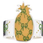 Gucci NWOT authentic Sterling Silver Enamel GucciGhost Pineapple GG Ring us6 Photo 1