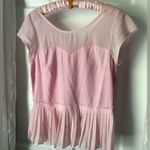 American Eagle Light Pink Peplum Sheer Cap Sleeve Blouse size M back zip up Photo 2