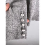 Lucy & Laurel  Wrap Sweater | Medium | Gray Lambswool Angora Satin Bow Luxury Photo 3