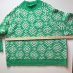 Old Navy  Mock‎ Neck Sweater Green Snowflake Size XXL Tall Holiday Christmas Cozy Photo 10