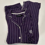 Lauren Ralph Lauren Purple Pinstripe Pajama Set Size M Long Sleeve Button Top Pa Size M Photo 1