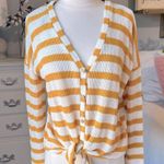 Forever 21 Sweater Marigold Stripe Cardigan Tie Knot Lightweight Womens Oversize Small Photo 9