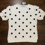 Adrianna Papell Short Sleeved Polka Dot Intarsia SWEATER Size Large L Photo 2
