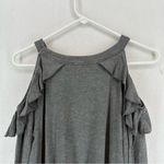 EXPRESS  One Eleven Cold Shoulder Ruffle Crewneck Sweater XS Gray Photo 6