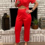 Vintage 70s Lorraine Candy Apple Red Lingerie Pajama‎ Medium Top Pants PJs Nylon Photo 9