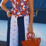 Anthropologie NWT $120 x Hutch Red Motif Strapless Ruffle Side Zip Cotton Top 12 Photo 0