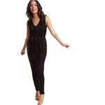 Modcloth  Small Ruffled V-Neck Velvet Black Jumpsuit Photo 1