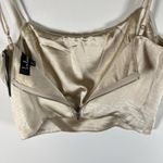 Lulus Lulu’s NWT Beige Satin Tie-Strap Cropped Tank Top‎ Size M Zip Up Back Photo 4
