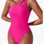 Beilon One Shoulder One piece swimsuit size L Pink Size L Photo 5