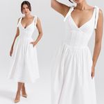 House Of CB House‎ of CB 'Hattie' white pin tuck cotton midi sundress NWOT size XS Photo 1