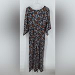 Garnet Hill  blue and brown‎ floral print jumpsuit size small Photo 1