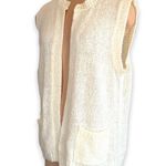 Vintage 80s Cream Loose Knit Sleeveless Open Front Vest Plus Size 18 Minimalist Photo 2