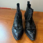 Morobe Black Leather Chelsea Boot Bootie Black Stud Detail Pointed Toe‎ Slip On Size 7 Photo 5