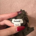 Garage Khaki Green Off The Shoulder Scallop Trimmed Crop Top Photo 4