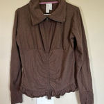 Matilda Jane Stealth Jacket Women Paint By Numbers Ruched Ruffle Brown Zip-Up M Photo 0