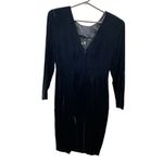 Vintage Black velvet J.R.Nites size 6 long sleeve dress. Black Photo 1