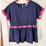 Andree by Unit Andree Eyelet Peplum Top Colorful Tassels Boho Chic‎ Blouse Size S Photo 8