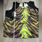 Lane Bryant Green & Black Feather Leaf Print Sleeveless Top Size 22 Photo 6