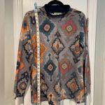 Trisha Tyler Size S Navy Blue Aztec Print Long Sleeve Mock Neck Stretch Top Photo 8