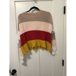 Fate Multi Color Size Medium Striped‎ Long Sleeve V Neck Cotton Cropped Sweater Photo 4