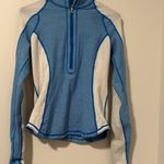 Lululemon U-Turn Reversible Pullover Long sleeve Sz 4 Bright Blue Stripe Photo 3