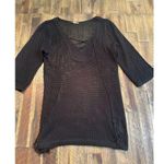 Crochet knit beach cover up tunic mini dress size small black Black Photo 0