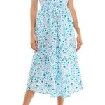 Draper James  Flutter Ruffle Strap Midi Dress Blue Floral Paisley Cottagecore med Photo 0