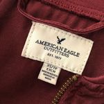 American Eagle  Womens Jacket Chambray Full Zip Pockets Burgundy XS Photo 2