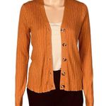 Madewell burnt orange Pointelle knit ribbed button cardigan sweater Small EUC Photo 1