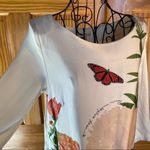 H&M Wool Blend Floral Butterfly Boho Mini Dress 3/4 Length Sleeve Cream Size 6 Photo 9