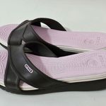 Crocs Cypress 2 Brown & Pink Wedge Slide Sandals Size 7 Photo 3