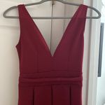 Boohoo  Maroon sleeveless mini dress with skater skirt and deep v neck Photo 9