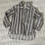 Past Life The Collective Striped Open Front Button Down Shirt Black/White (XS/S) Black Photo 0