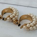 Vintage Screw Back Earrings Faux Pearl Hoops Photo 7